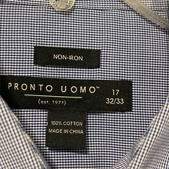 Pronto Uomo Men’s long sleeve button up dress shirt 17 32/33 - Picture 4 of 5